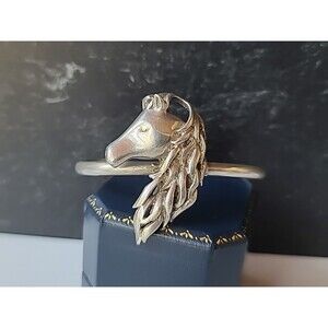 925 Sterling Silver Horse Cuff Bracelet Vintage Mexico